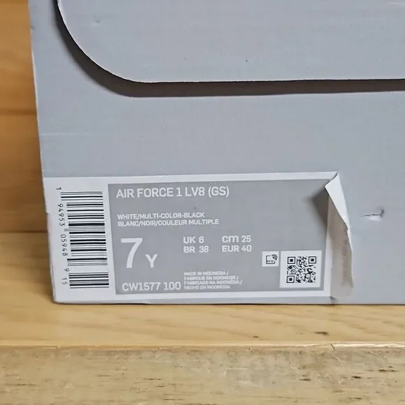 Nike Air Force 1 GS Digital Swoosh White Multi-Color Black CW1577-100 - Picture 10 of 11